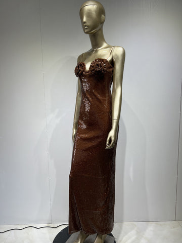 Robe bandoulière marron à paillettes Banquet High Street