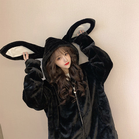 Autumn Winter Gothic Harajuku Couple Hoodies Cute Rabbit