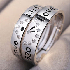 Men And Women's Creative Silver Diamond Rings - Love Rings -  Couple Creative Love Rings