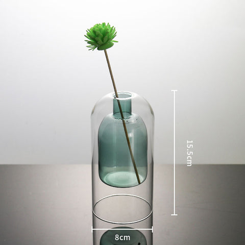 Vases Vase en verre Décoration d'intérieur Décoration de chambre Décoration de mariage moderne Pot de fleurs hydroponique Double récipient en verre Ornement artisanal