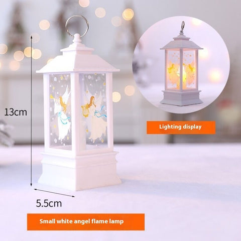 Lampe à Huile Portable de Noël Père Noël Lumières LED de Nuit Alimentées par Piles Lanternes Suspendues Intérieures Extérieures Décoration de Fête Festive
