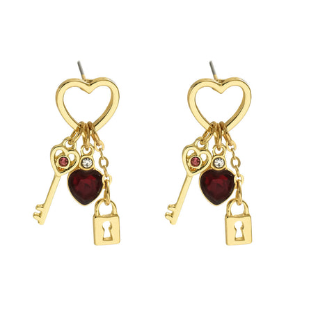Boucles d'oreilles de luxe Saint-Valentin avec strass en forme de cadenas, série « Love », boucles d'oreilles fantaisie en forme de cadenas pour femmes