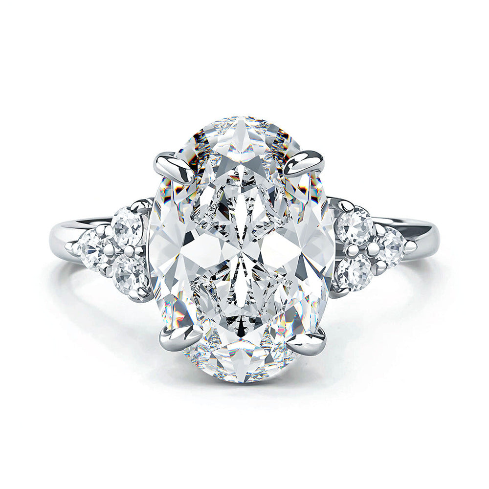 Buy 45-Carat 8X12 Oval-Cut Moissanite Womens Large Diamond Ring online at Fashionner.