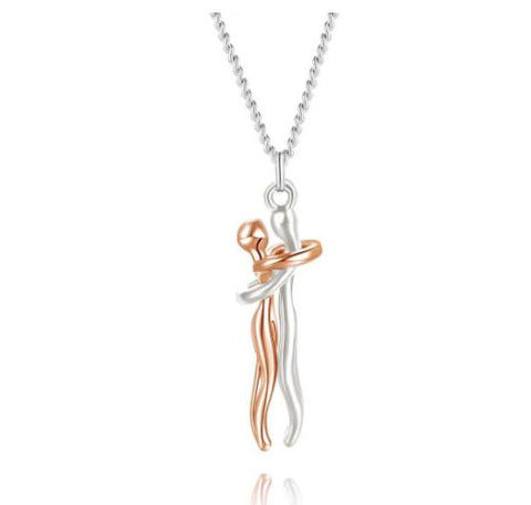 Love Hug Necklace Unisex Men Women Couple Jewelry Simple Temperament Clavicle Chain Valentines Day Lover Gift - Fashionner