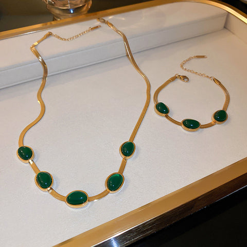 Fashion Jewelry Green Stone Crytal Snake Chain Multilayer Necklace For Women Pendant Boho Fashion Jewelry Gift - Fashionner