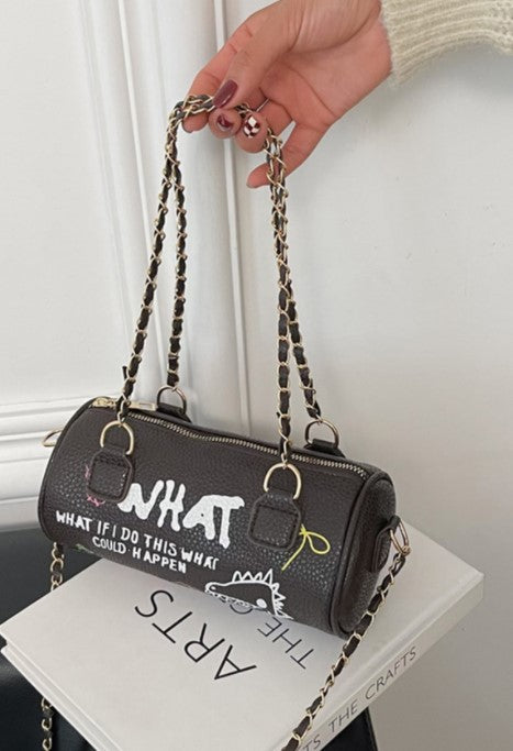 Small Handbags Women's Bag Cylinder Graffiti Shoulder - Fashionner
