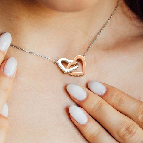 Collier Double Cœur Personnalisé Bicolore Pêche