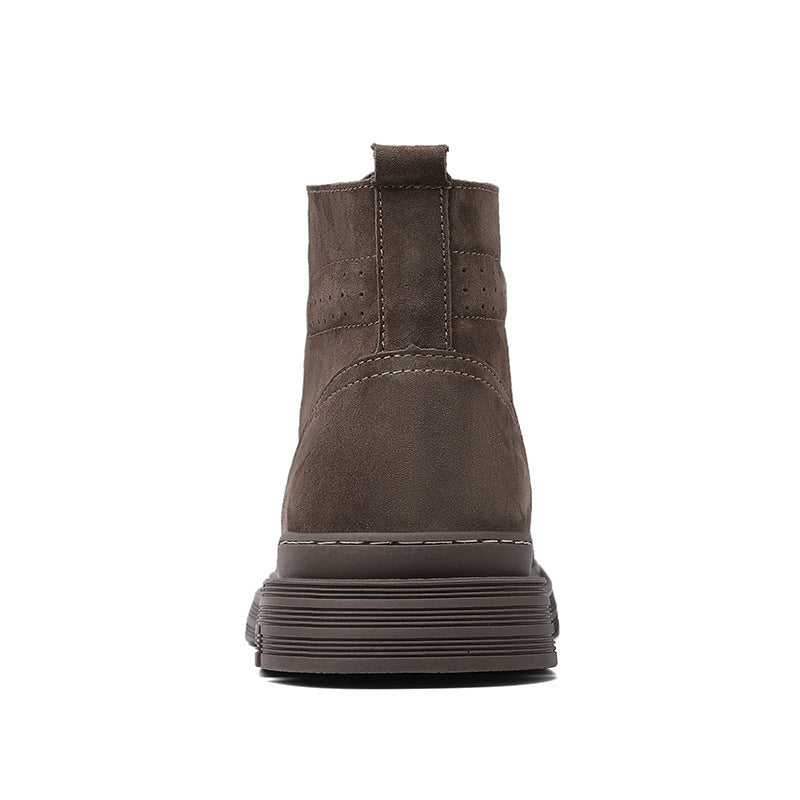 Round Toe Top Layer Cowhide Casual Men's Leather Boots