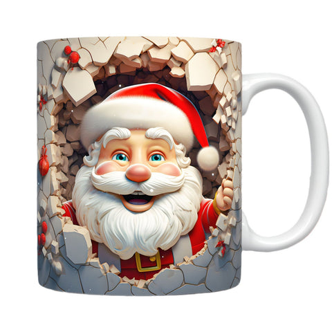 Tasse en céramique de Noël 3D créative, design spatial unique, bonhomme de neige, Père Noël, tasse à café, thé, lait, cadeaux de Noël pour enfants, adultes, gadgets de cuisine