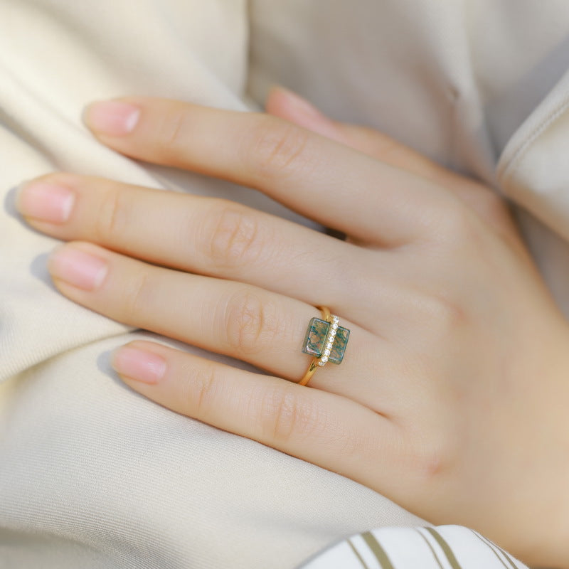 Buy Green Moss Ring Womens Jewelry Instagram-Style 925 Sterling Silver online at Fashionner.