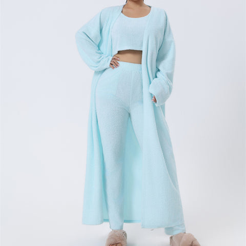 Buy Cozy Pajama Set, 3 Piece Lounge Set, Cute Loungewear, Warm Suit Sets, Matching Set, Lounge Set, 3 Piece Pant Sets, Women Winter Dress online at Fashionner.