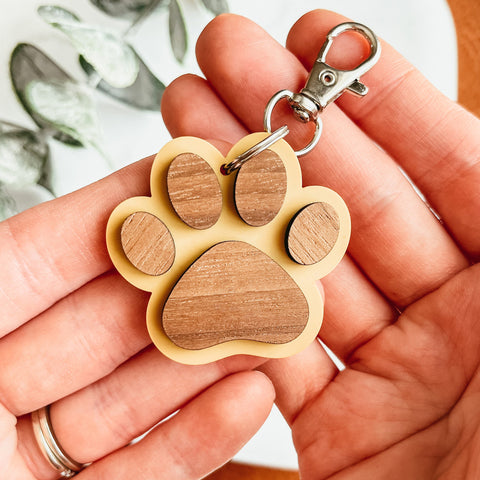 Pendentif Porte-clés Patte en Bois Créatif