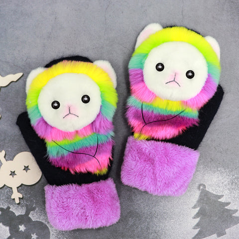 Gants d'hiver en peluche animaux pour femmes