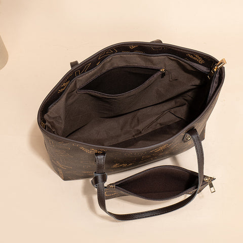 Sac bandoulière imprimé tendance mode Rétro grande capacité deux pièces pour femmes