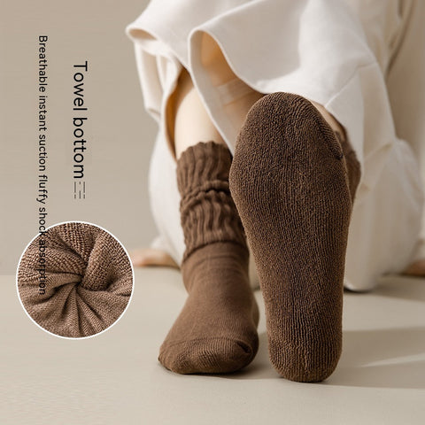 Winter Fleece-lined Thickened Middle Tube Cotton Thermal Terry Long Tube Casual Socks - Fashionner