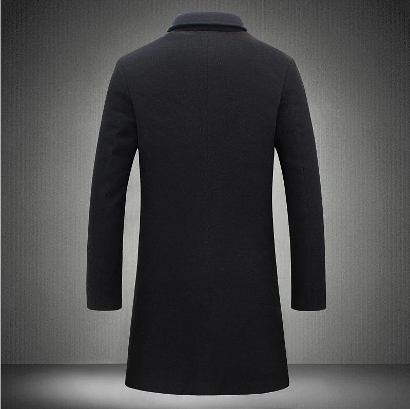 Buy Men'S Mid-Length Trench Coat Fall Winter Slim Pockets Single-Breasted Collar Jacket Casual Business Comfortable Overcoat Clothing online at Fashionner.