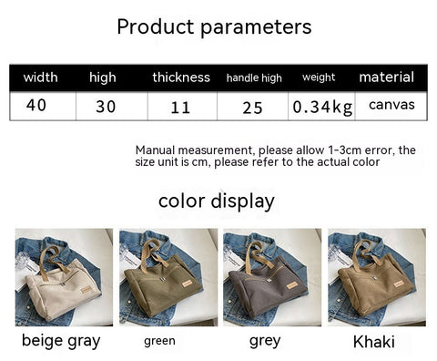 Canvas Shoulder Bags Women's Totes Handbag - Fashionner