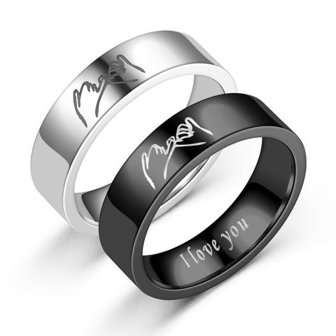 Bague de couple simple en acier de titane de niche pour couples