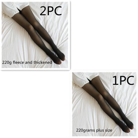 Fake Translucent Plus Size Leggings Fleece Lined Tights Fall And Winter Warm Fleece Pantyhose Women Fleece Lined Pantyhose Thermal Winter Tights - Fashionner