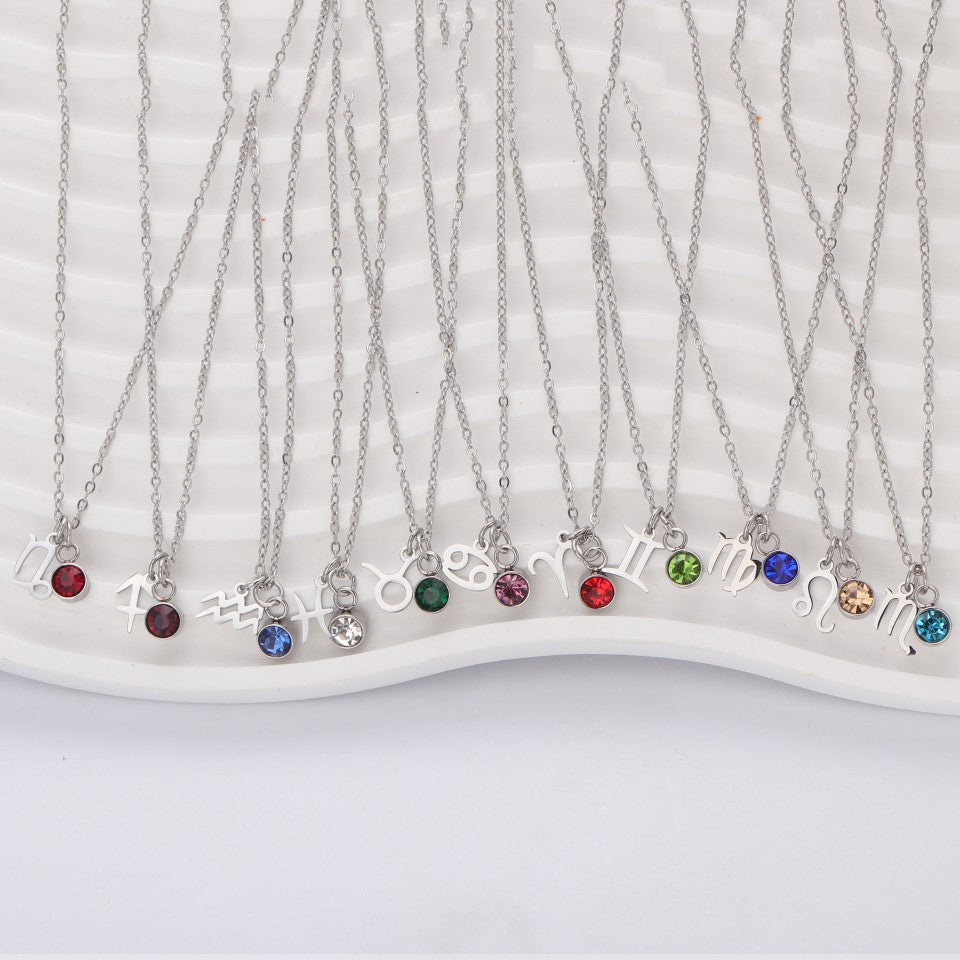 Buy Western Birthstone Necklace With 12 Zodiac Gemstone Pendants online at Fashionner.