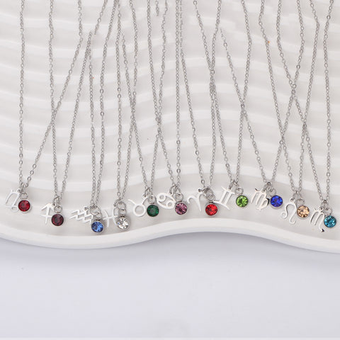 Buy Western Birthstone Necklace With 12 Zodiac Gemstone Pendants online at Fashionner.