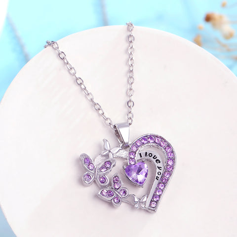 Collier papillon Ins avec strass, pendentif chaîne de clavicule creuse en forme de cœur, tendance et personnalisé, pour la Saint-Valentin