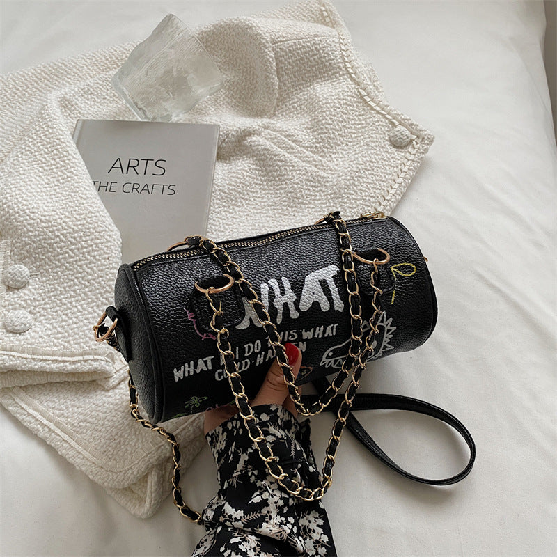Small Handbags Women's Bag Cylinder Graffiti Shoulder - Fashionner