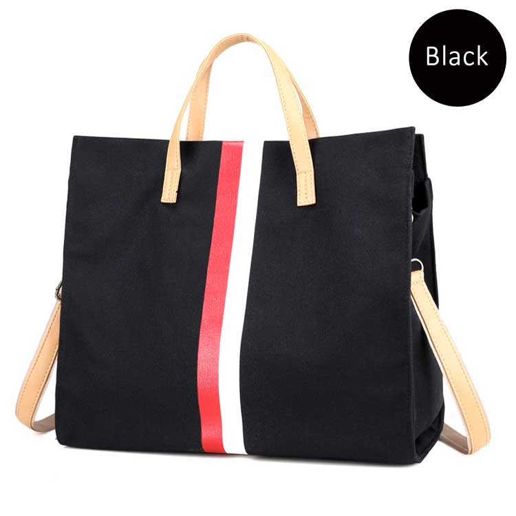 Canvas Ladies Work Bag Women Tote Hand Bag Shoulder Bag for Women Fashion Lady Shopping Canvas Stripe Tote Bags Female Handbags - Fashionner