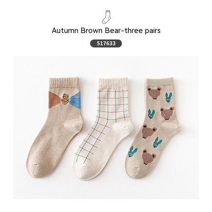 Cartoon Mid Tube Trendy Cotton Women's Socks - Fashionner