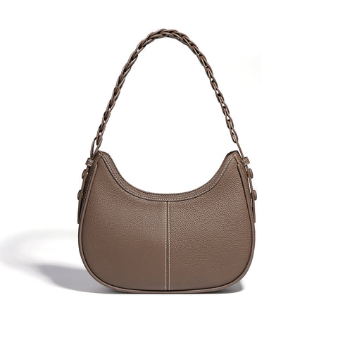 Sac à bandoulière en cuir de vachette pleine fleur grain litchi