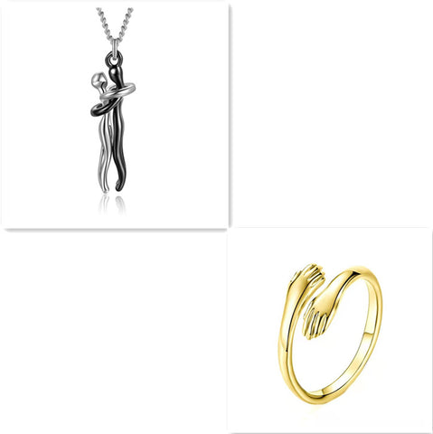 Love Hug Necklace Unisex Men Women Couple Jewelry Simple Temperament Clavicle Chain Valentines Day Lover Gift - Fashionner