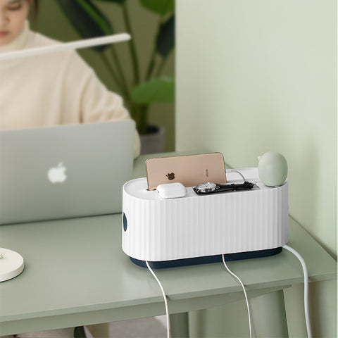 Boîte de rangement pour câbles de multiprise, cache-câbles anti-poussière, organisateur de prises de chargeur, poubelle de rangement de lignes réseau, gestion de câbles de chargeur.
