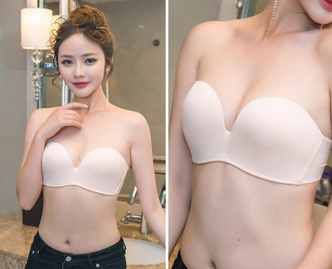 Buy Strapless Underwear Invisible Bra Gathers Anti-slip online at Fashionner.