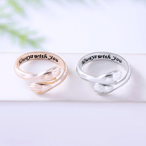 Bagues Étreintes Or Rose Argent "Toujours avec Toi" Pour Femmes Hommes