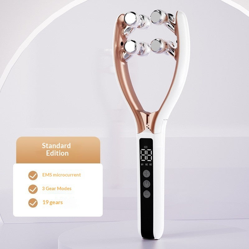 Rouleau en V domestique EMS Microcourant Électrique Intelligent Double Onde Rouge et Bleu Masseur de Roulement Instrument Amincissant le Visage Ems Micro Courant Lifting et Raffermissement