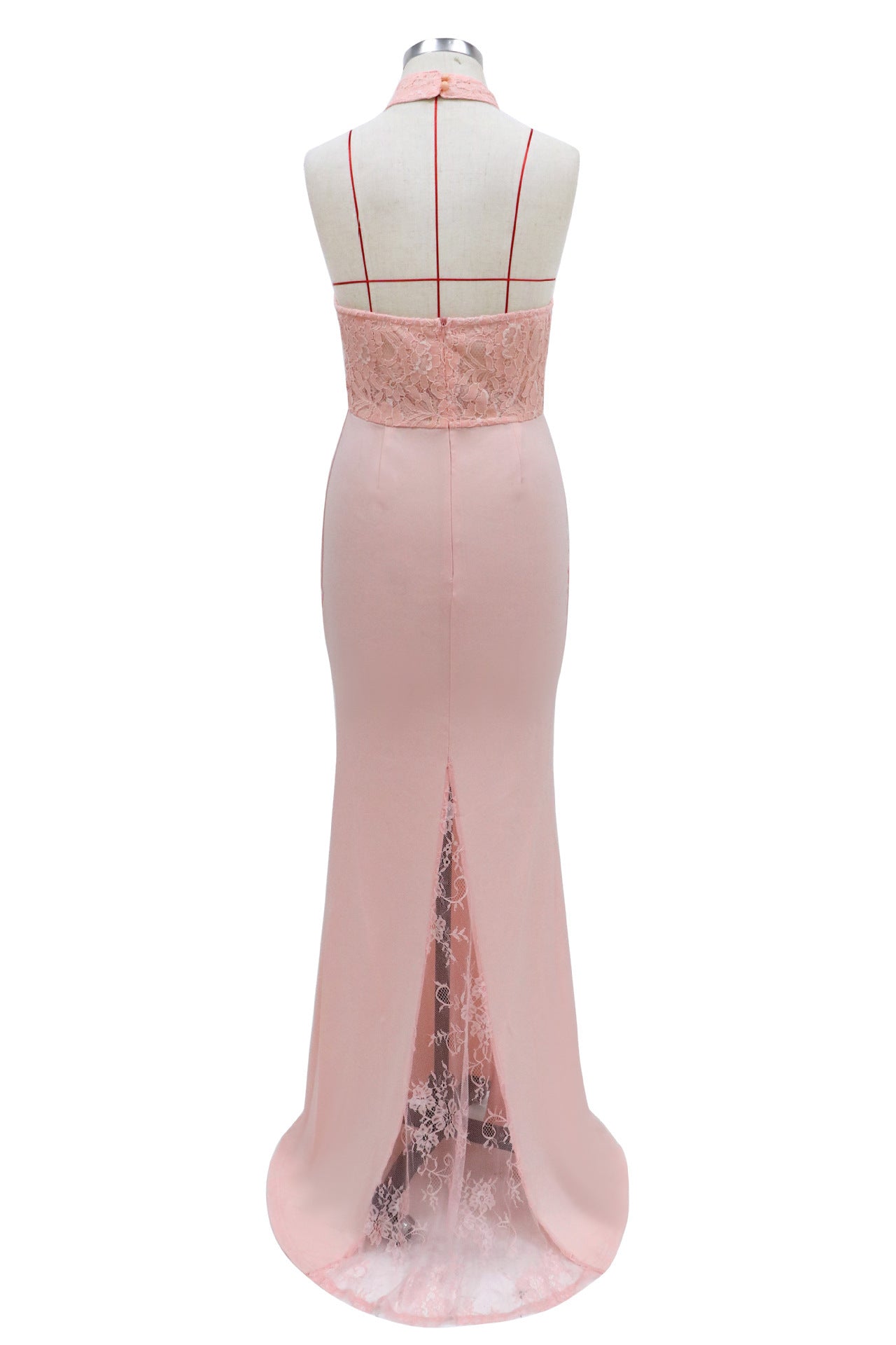 Sleeveless Halter Dress Lace Banquet Evening Dress