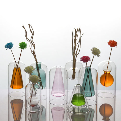 Vases Vase en verre Décoration d'intérieur Décoration de chambre Décoration de mariage moderne Pot de fleurs hydroponique Double récipient en verre Ornement artisanal