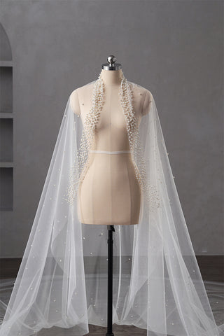 Voile de Mariée Perlé 1 Voile de Mariée Cathédrale Long Couche