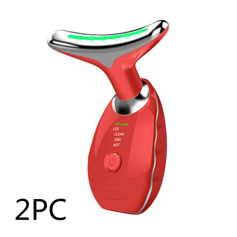 Appareil de Beauté Cou et Visage - Thérapie Photonique LED Colorée, Raffermit la Peau, Réduit le Double Menton, Anti-Rides, Masseur Liftant