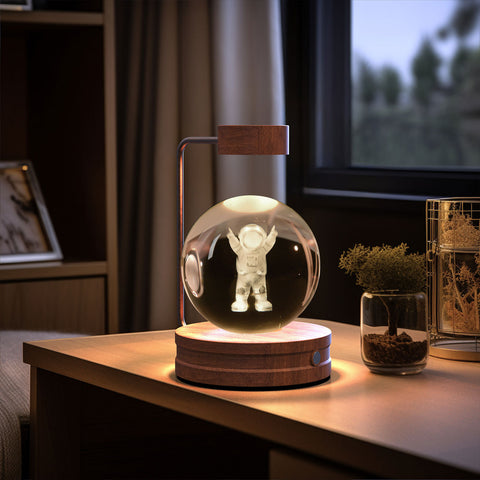Veilleuse d'intérieur dinosaure cosmique boule de cristal, alimentée par USB, lumière chaude de chevet, cadeau d'anniversaire