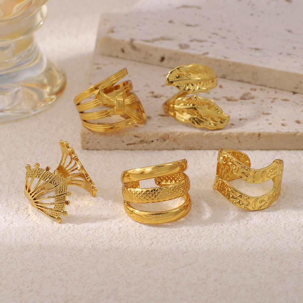 Buy Adjustable Size Ring With Stainless Steel Hollow Geometric Shape Opening online at Fashionner.