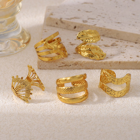 Buy Adjustable Size Ring With Stainless Steel Hollow Geometric Shape Opening online at Fashionner.