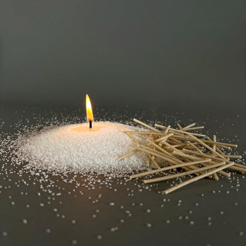 Cire de soja en perles pour bougies personnalisées 200 grammes + 50 mèches