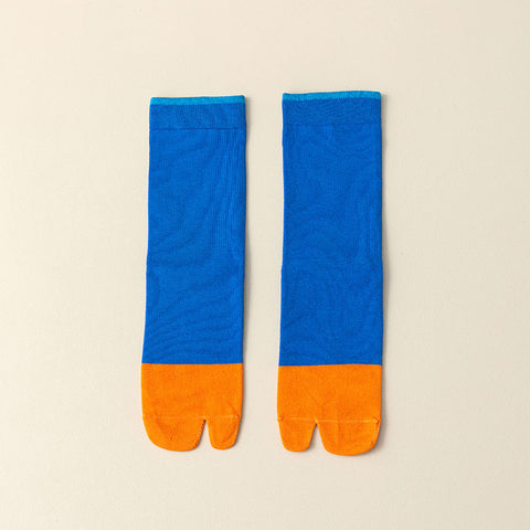 Women's Stitching Summer Thin Fashion Mid-calf Two-toe Socks - Fashionner