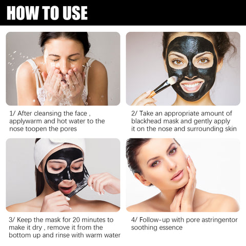 Masque anti-points noirs, masque visage purifiant au charbon actif, peel-off, contre les points noirs