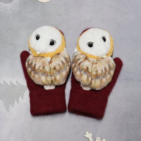 Gants d'hiver en peluche animaux pour femmes