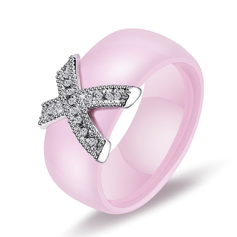 Bague Couple Bagues Céramique Noire et Blanche X
