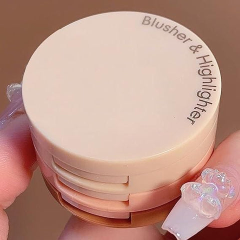 Palette 3-en-1 Blush + Illuminateur avec Mini Boîtier Compact Idéal Voyage