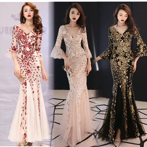 Robe de soirée de banquet coupe princesse ajustée