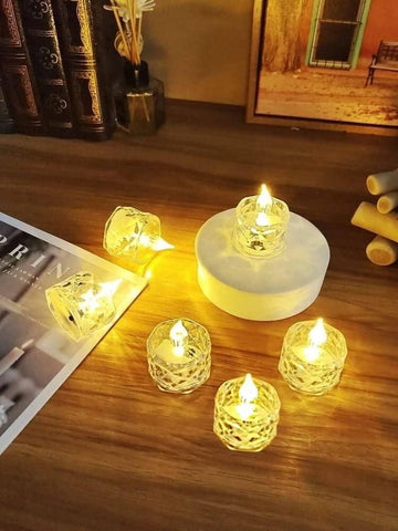 Bougies décoratives en cristal sans flamme ni fumée (4 pièces)